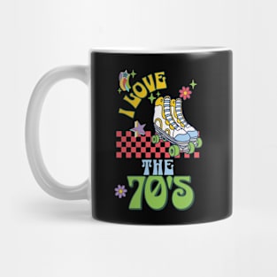 Retro I Love The 70's Checker Groovy Roller Skating 1970s Mug